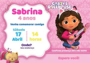 Convite Aniversário Casa Mágica da Gabby para Editar Online