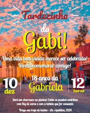 Convite de Aniversário Tardezinha Pôr do Sol para Editar Online