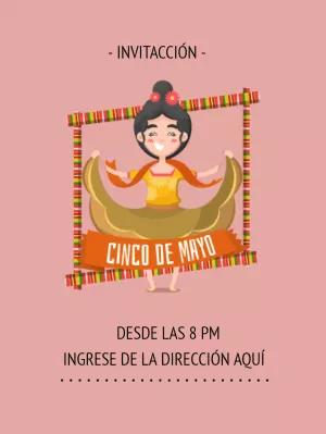 Invitación de Cinco de Mayo con Bailarina para Editar Online