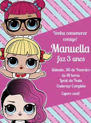 Convite Aniversário Bonecas LOL Surprise para Editar Online