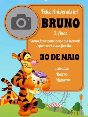 Convite de Aniversário Tigrão com Foto para Editar Online