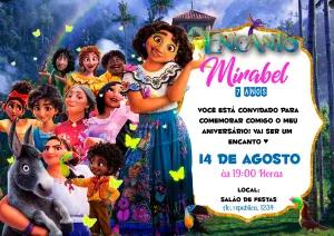 Convite Aniversário Encanto com Personagens para Editar Online