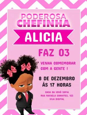 Convite Aniversário Poderosa Chefinha para Editar Online