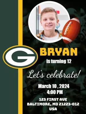 Editable Football Birthday Invitation with Photo Template
