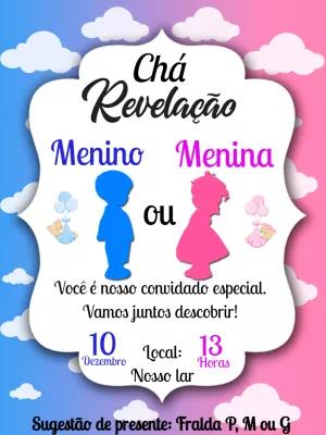 Convite Chá Revelação Menino ou Menina para Editar Online