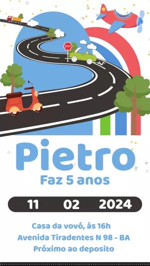 Convite de Aniversário Transportes Editável para Editar Online