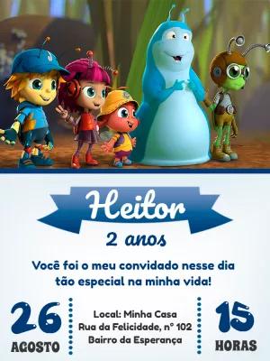 Convite de Aniversário Beat Bugs com Personagens para Editar