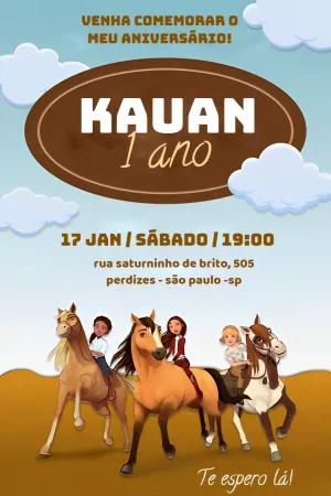 Convite de Aniversário Spirit com Personagens para Editar Online