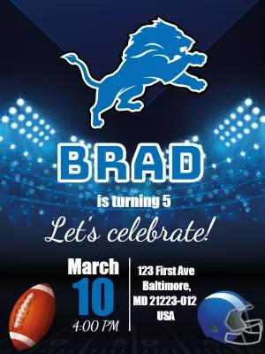 Detroit Lions Football Birthday Invitation to Edit Online