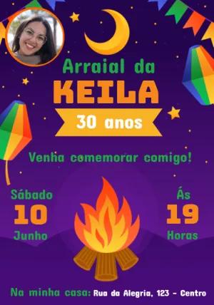 Convite de Aniversário Festa Junina com Foto para Editar Online