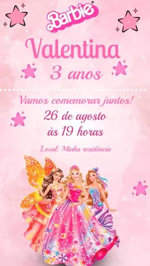 Convite de Aniversário Barbie para Editar Online