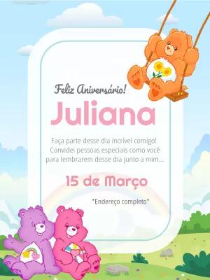 Convite de Aniversário Ursinhos Carinhosos para Editar Online