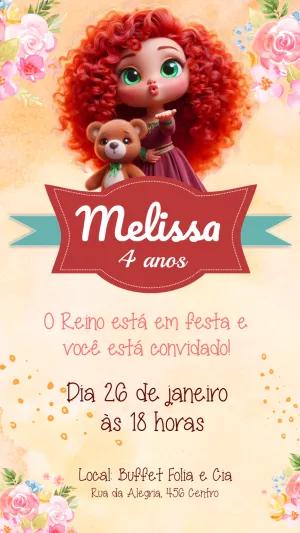 Convite Aniversário Princesa Valente Editável Online