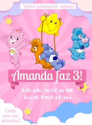 Convite de Aniversário Ursinhos Carinhosos para Editar Online