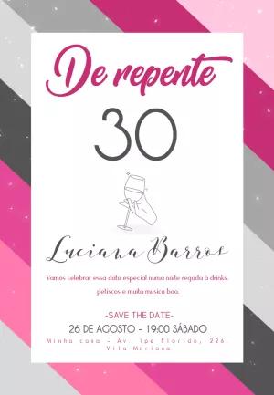 Convite De Repente 30 Anos Elegante para Editar Online