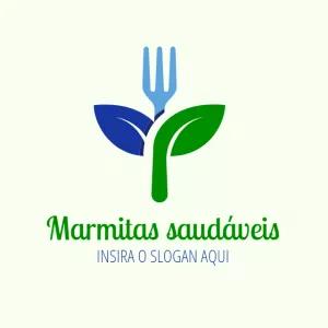 Logo para Marmitaria Saudável com Folhas para Editar Online
