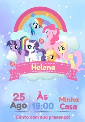 Convite de Aniversário My Little Pony para Editar Online