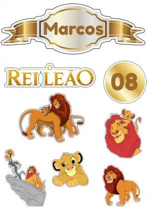 Topo de Bolo Rei Leão com Personagens para Editar e Imprimir