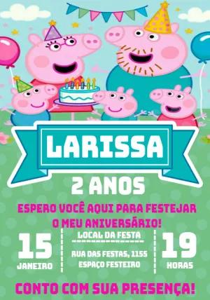 Convite de Aniversário Peppa Pig para Editar Online