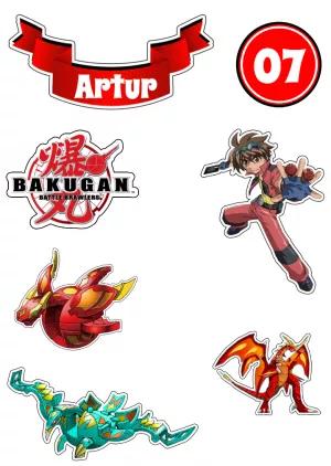 Topo de Bolo Bakugan com Personagens para Editar Online
