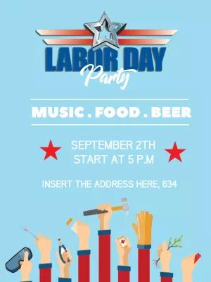 Editable Labor Day Invitation with Worker Tools