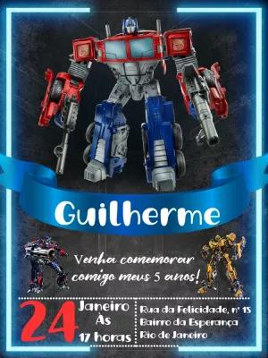 Convite de Aniversário Transformers para Editar Online