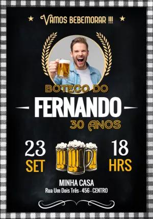 Convite de Aniversário Boteco com Foto para Editar Online