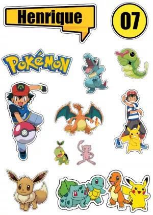 Topo de Bolo Pokémon com Personagens para Editar Online