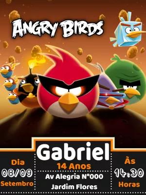 Convite de Aniversário Angry Birds com Personagens para Editar