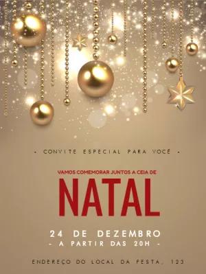 Convite de Natal Dourado Elegante para Editar Online