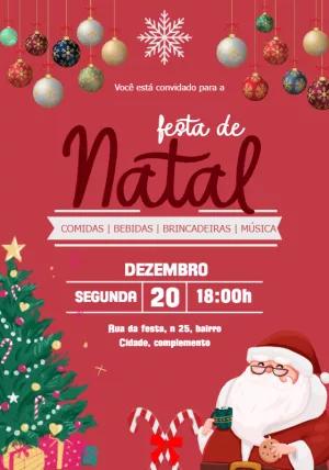 Convite Festa de Natal com Papai Noel para Editar Online