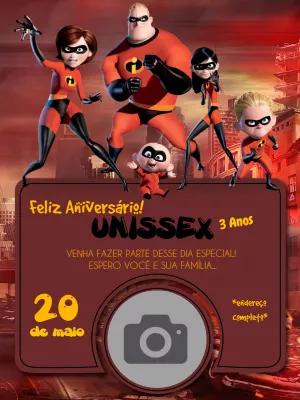 Convite de Aniversário Os Incríveis com Foto para Editar Online
