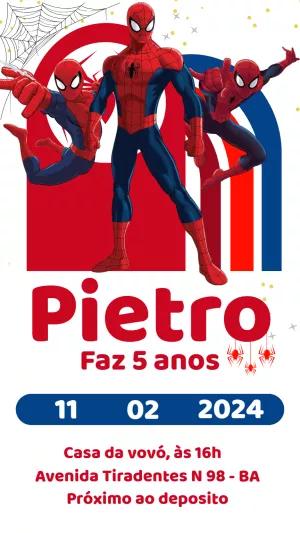Convite de Aniversário Homem Aranha para Editar Online