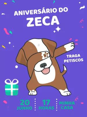 Convite de Aniversário Pet com Cachorro Divertido para Editar