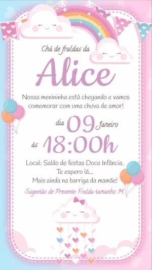 Convite Chá de Fraldas Chuva de Amor para Editar Online