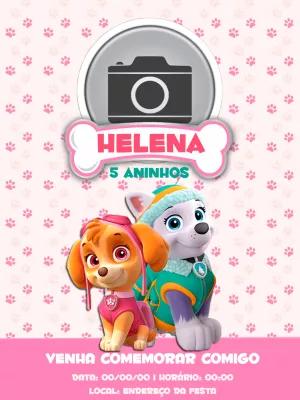 Convite Aniversário Patrulha Canina com Foto para Editar