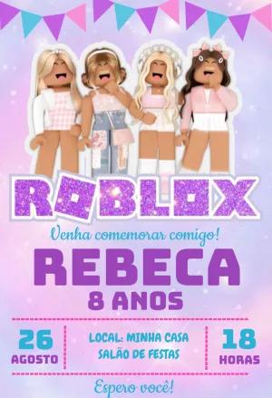 Convite de Aniversário Roblox Menina para Editar Online