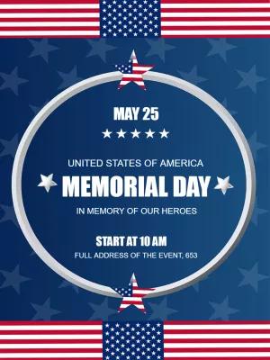 Memorial Day Invitation with Patriotic Elements to Edit Online