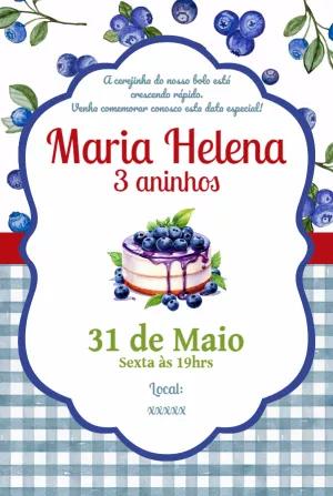 Convite de Aniversário Tema Mirtilo para Editar Online