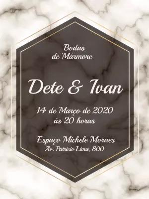 Convite Bodas de Mármore Elegante para Editar Online