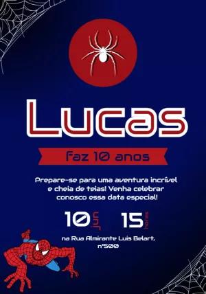Convite de Aniversário Homem Aranha para Editar Online