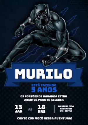 Convite de Aniversário Pantera Negra Editável Online