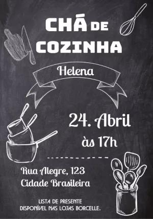 Convite Chá de Cozinha Quadro Negro para Editar Online