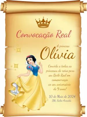 Convite de Aniversário Branca de Neve para Editar Online