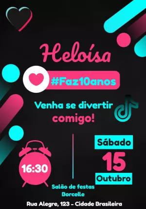 Convite de Aniversário TikTok Estilo Rede Social para Editar