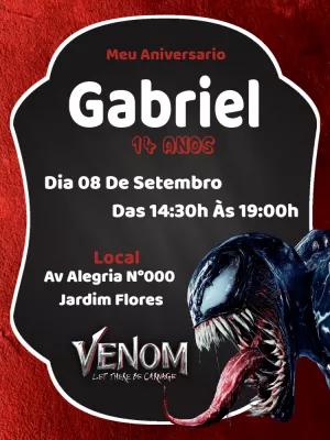 Convite de Aniversário Venom Editável Online para Enviar