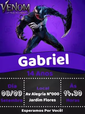Convite de Aniversário Venom Editável para Personalizar Online