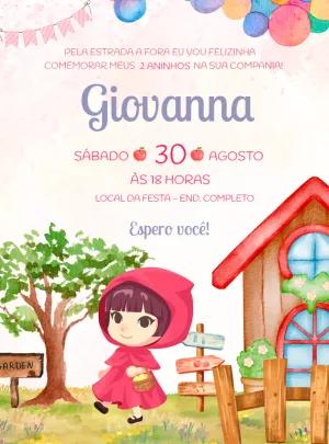 Convite Aniversário Chapeuzinho Vermelho para Editar Online