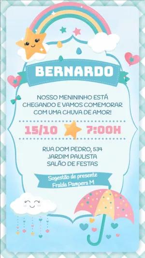 Convite Chá de Fraldas Chuva de Amor Menino para Editar Online