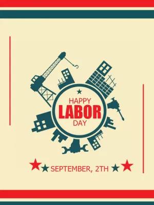 Editable Labor Day Post with Construction Icons to Customize